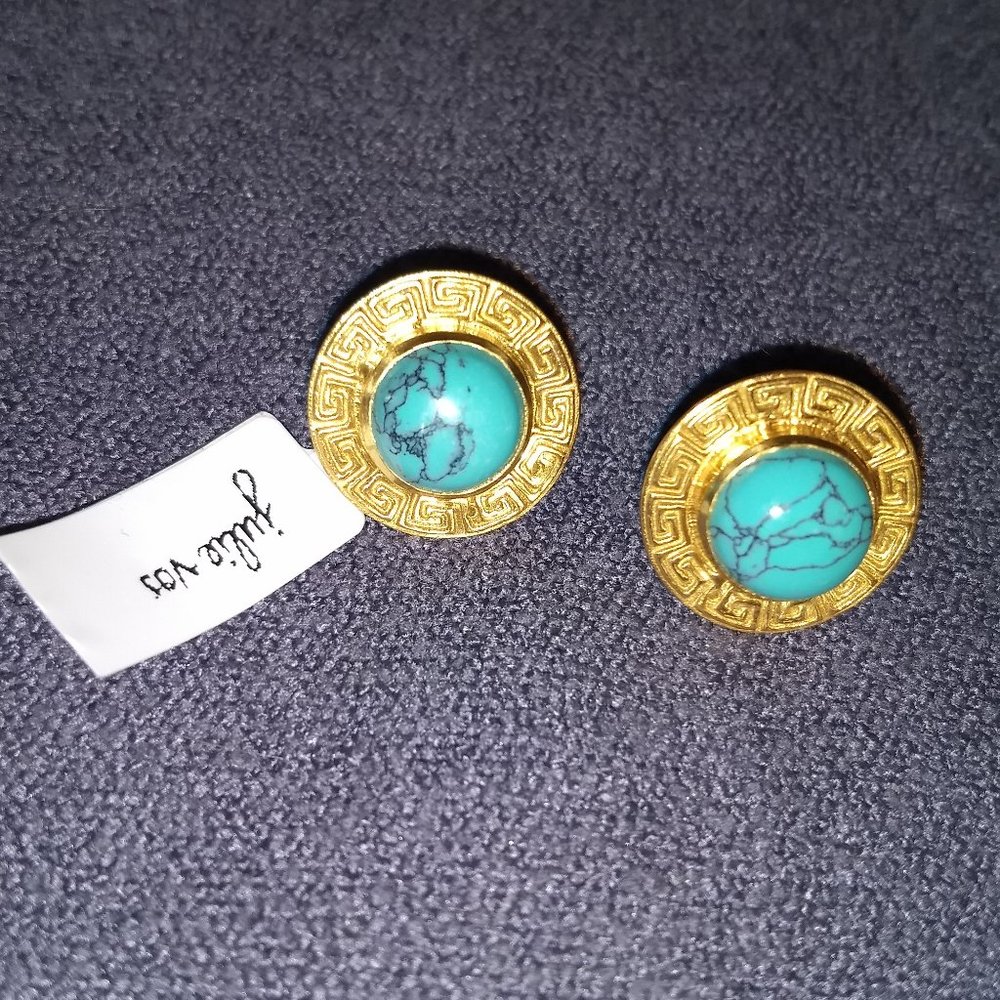 Julie Vos Turquoise Greek key earrings, NWT